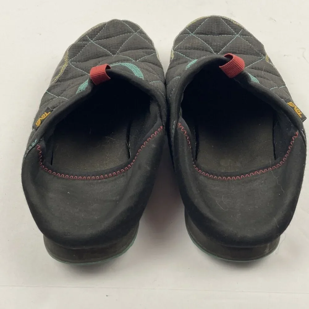 Teva ReEmber Slippers Kid’s Youth 7 Quilted Moc Slip On Black Blue Shoes
